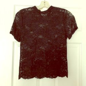 Black high neck lace blouse